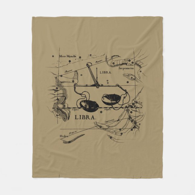 Libra Constellation Map Hevelius 1690 Sept Oct Fleece Blanket (Front)