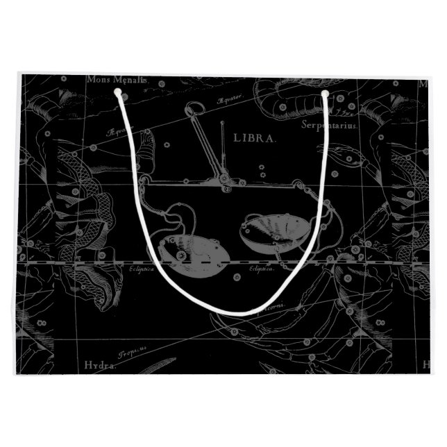Libra Constellation Map Hevelius 1690 Sept Oct Large Gift Bag (Back)