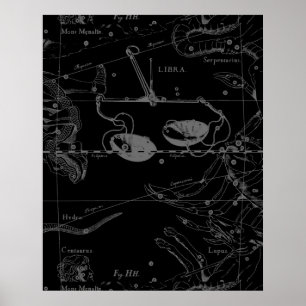 Libra Constellation Map Hevelius 1690 Sept Oct Poster