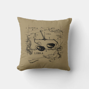 Libra Constellation Map Hevelius circa 1690 Cushion