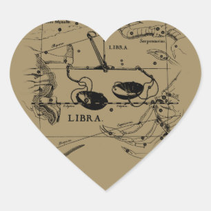 Libra Constellation Map Hevelius circa 1690 Heart Sticker