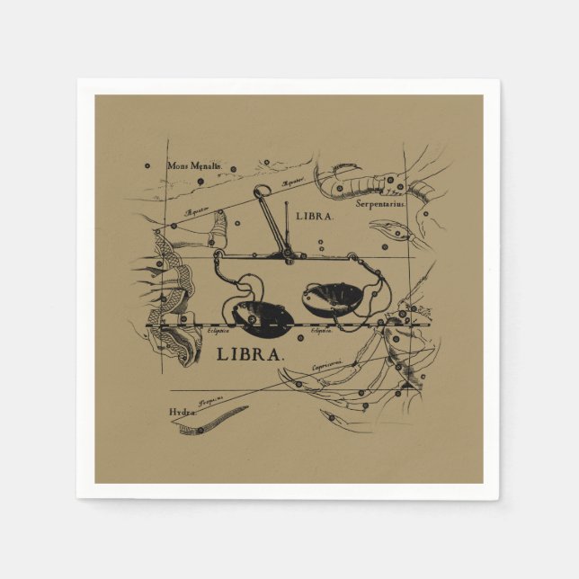 Libra Constellation Map Hevelius circa 1690 Napkin (Front)