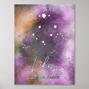 Libra Constellation Zodiac Sign Purple Galaxy