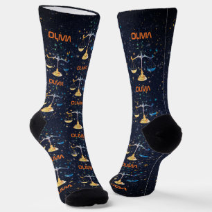 Libra Constellation Zodiac Watercolor Stars Galaxy Socks