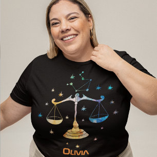 Libra Constellation Zodiac Watercolor Stars Galaxy T-Shirt