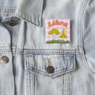 Libra Cottagecore Aesthetic Fairy Mushroom Art 15 Cm Square Badge