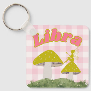 Libra Cottagecore Aesthetic Fairy Mushroom Design Key Ring