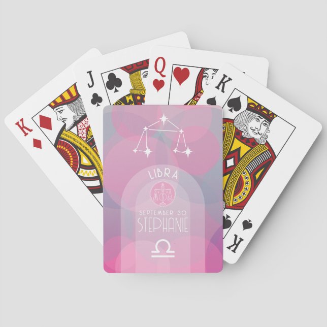 Libra Custom Birthdate - Zodiac - Modern Design Playing Cards (Back)