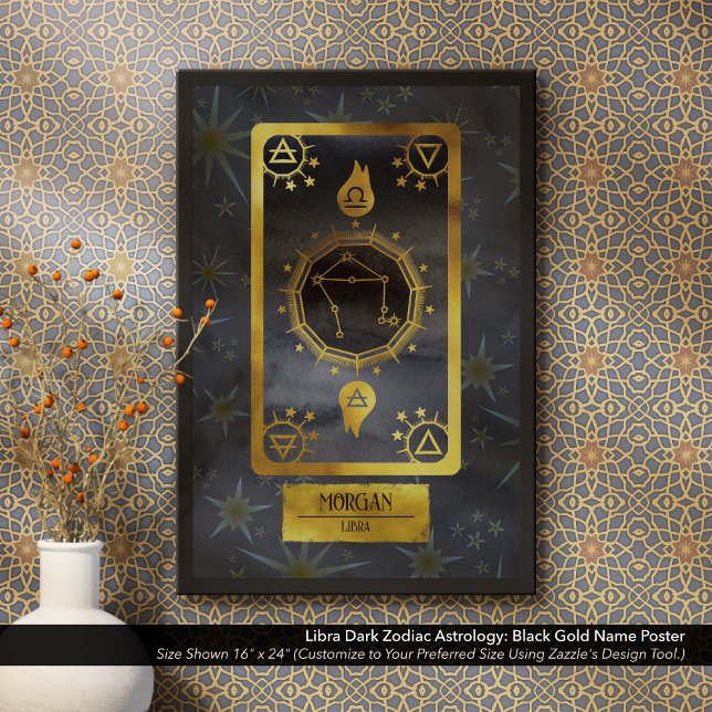 Libra Dark Zodiac Astrology: Black Gold Name Poster (Dark Zodiac Poster: for the Birth Sign Libra in Black and Gold Personalized with Your Name.)