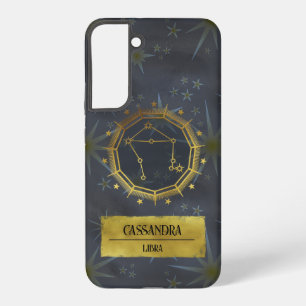 Libra Dark Zodiac Astrology: Black & Gold Samsung Galaxy Case