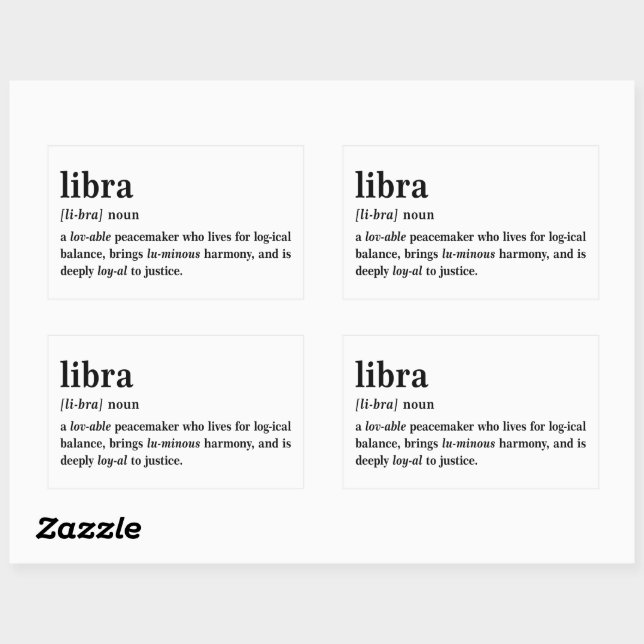 Libra Definition Aesthetic Astrology Gift Rectangular Sticker (Sheet)