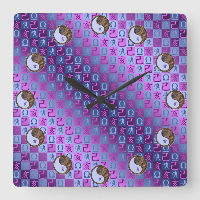 Libra & Earth Boar Square Wall Clock (Front)