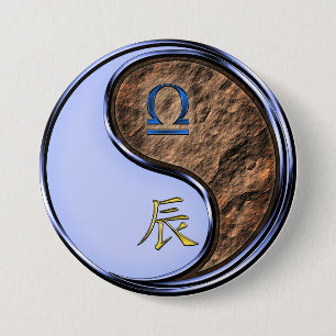 Libra & Earth Dragon 7.5 Cm Round Badge