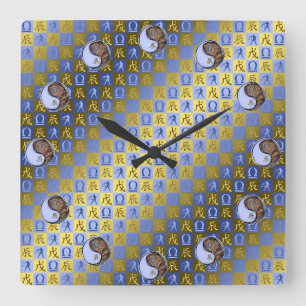 Libra & Earth Dragon Square Wall Clock