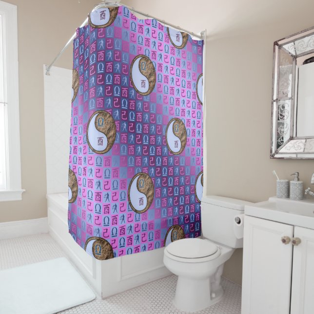 Libra & Earth Rooster Shower Curtain (In Situ)