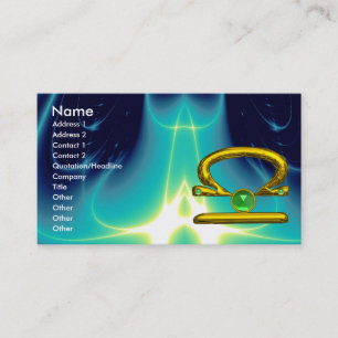 LIBRA , Emerald bright vibrant yellow black green Business Card