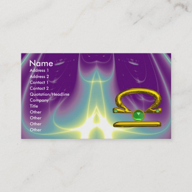 LIBRA  , Emerald bright vibrant yellow black green Business Card (Front)