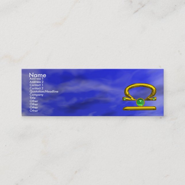 LIBRA  , Emerald bright vibrant yellow green blue Mini Business Card (Front)