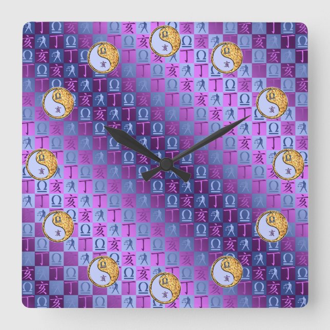 Libra & Fire Boar Square Wall Clock (Front)