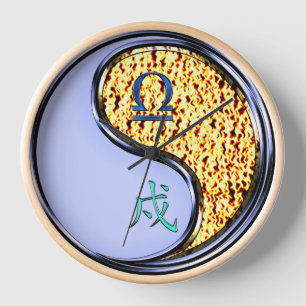 Libra & Fire Dog Clock
