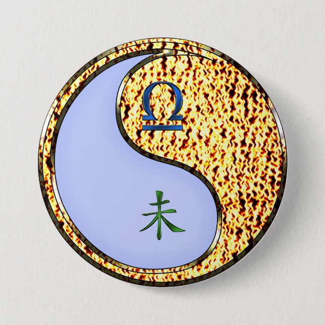 Libra & Fire Goat 7.5 Cm Round Badge (Front)