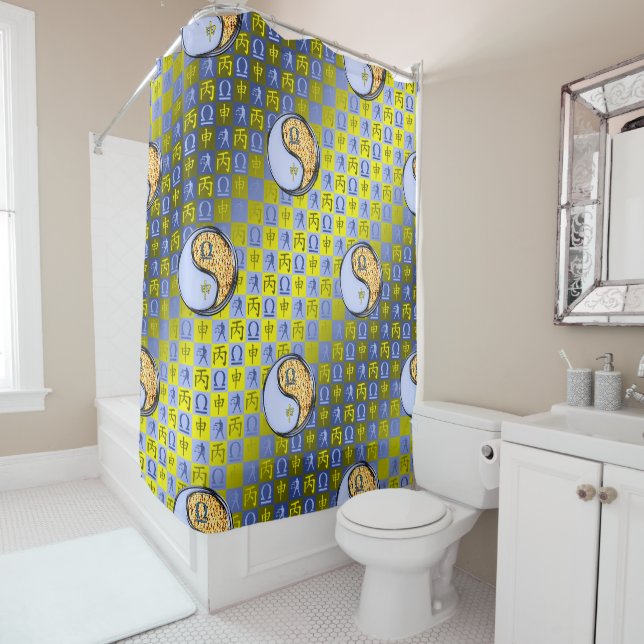 Libra & Fire Monkey Shower Curtain (In Situ)