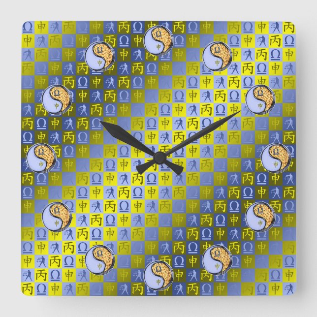 Libra & Fire Monkey Square Wall Clock (Front)