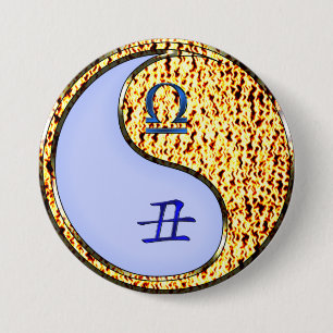 Libra & Fire Ox 7.5 Cm Round Badge