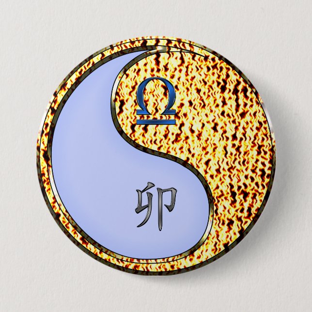 Libra & Fire Rabbit 7.5 Cm Round Badge (Front)