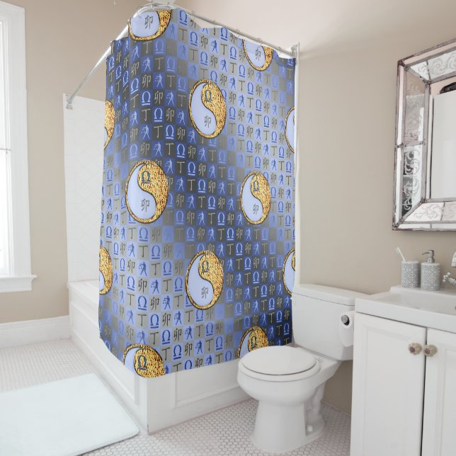 Libra & Fire Rabbit Shower Curtain (In Situ)