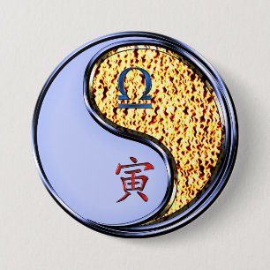 Libra & Fire Tiger 7.5 Cm Round Badge