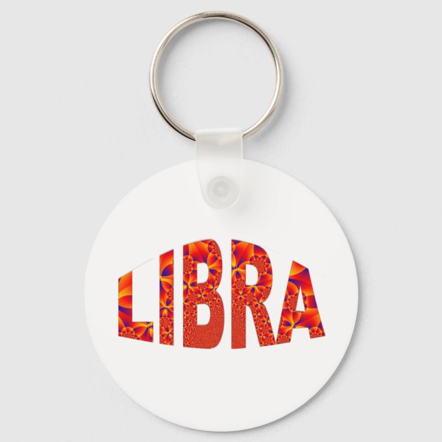Libra - Firey Orange Yellow Blue Key Ring (Front)