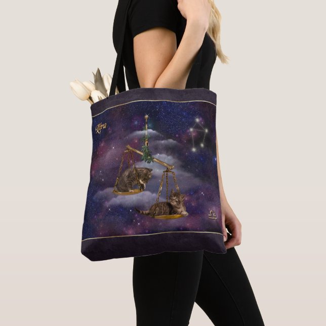 Libra for Cat Lovers Tote Bag (Close Up)