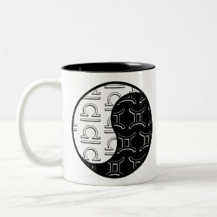 Libra Gemini yin yang zodiac couple Two-Tone Coffee Mug