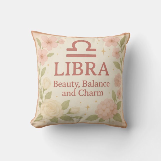 Libra Gift Pillow – Beauty, Balance & Charm Astrol (Front)