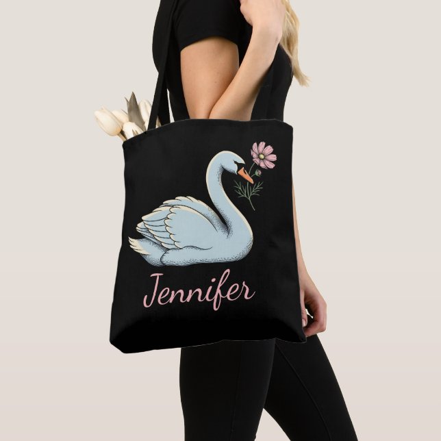 Libra Gift: Swan Symbol Tote Bag (Close Up)