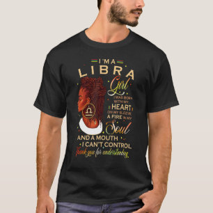 Libra Girl Afro Locs Girl Zodiac Signs Birthday T-Shirt