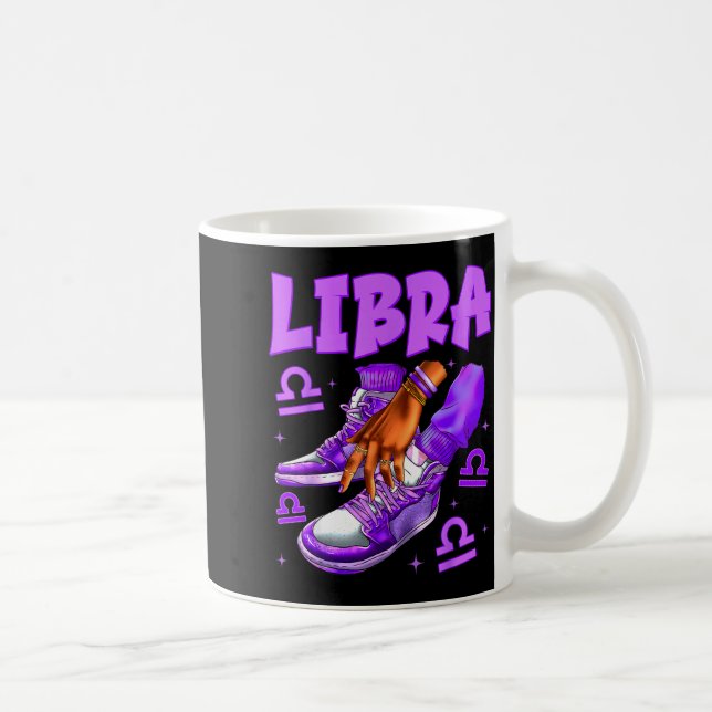 Libra Girl Birthday Black Woman Sneakers Zodiac Si Coffee Mug (Right)
