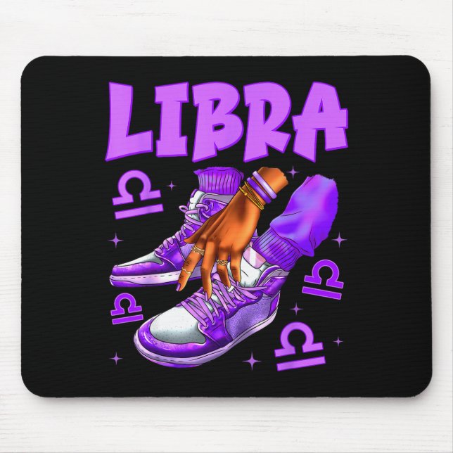 Libra Girl Birthday Black Woman Sneakers Zodiac Si Mouse Mat (Front)