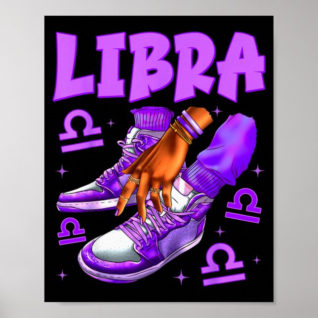 Libra Girl Birthday Black Woman Sneakers Zodiac Si Poster (Front)