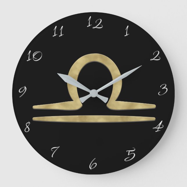 LIBRA Gold September October Birthday Astrology  Large Clock (Front)