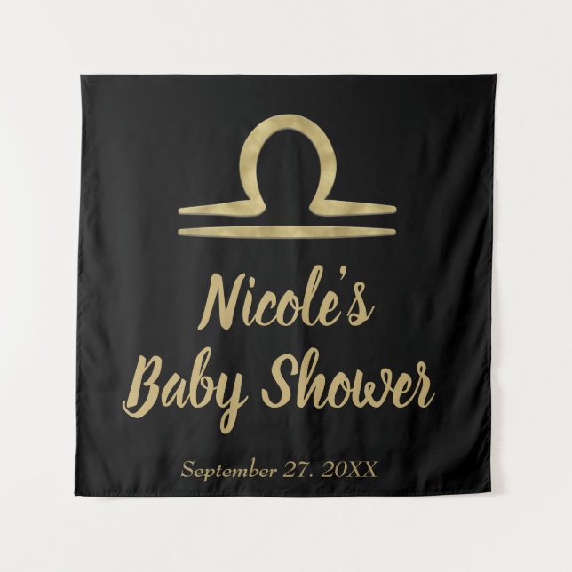 LIBRA Gold September October Birthday Astrology Tapestry (Front)