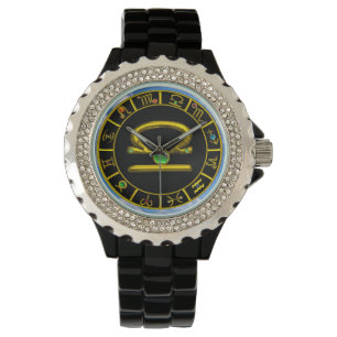 LIBRA GOLD ZODIAC BIRTHDAY JEWEL,Green ,Black Watch
