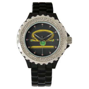 LIBRA GOLD ZODIAC BIRTHDAY JEWEL,Green ,Black Watch