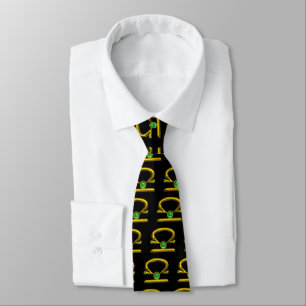 LIBRA GOLD  ZODIAC BIRTHDAY JEWEL GREEN EMERALD TIE