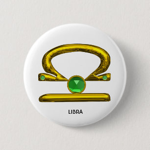 LIBRA Gold Zodiac Birthday Sign 6 Cm Round Badge