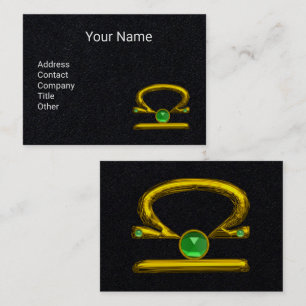 LIBRA GOLD ZODIAC JEWEL ,Green Emerald Black Business Card