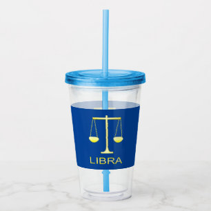 Libra Golden Scales Star Sign Acrylic Tumbler