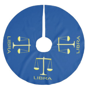 Libra Golden Scales Star Sign Brushed Polyester Tree Skirt