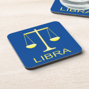 Libra Golden Scales Star Sign Coaster